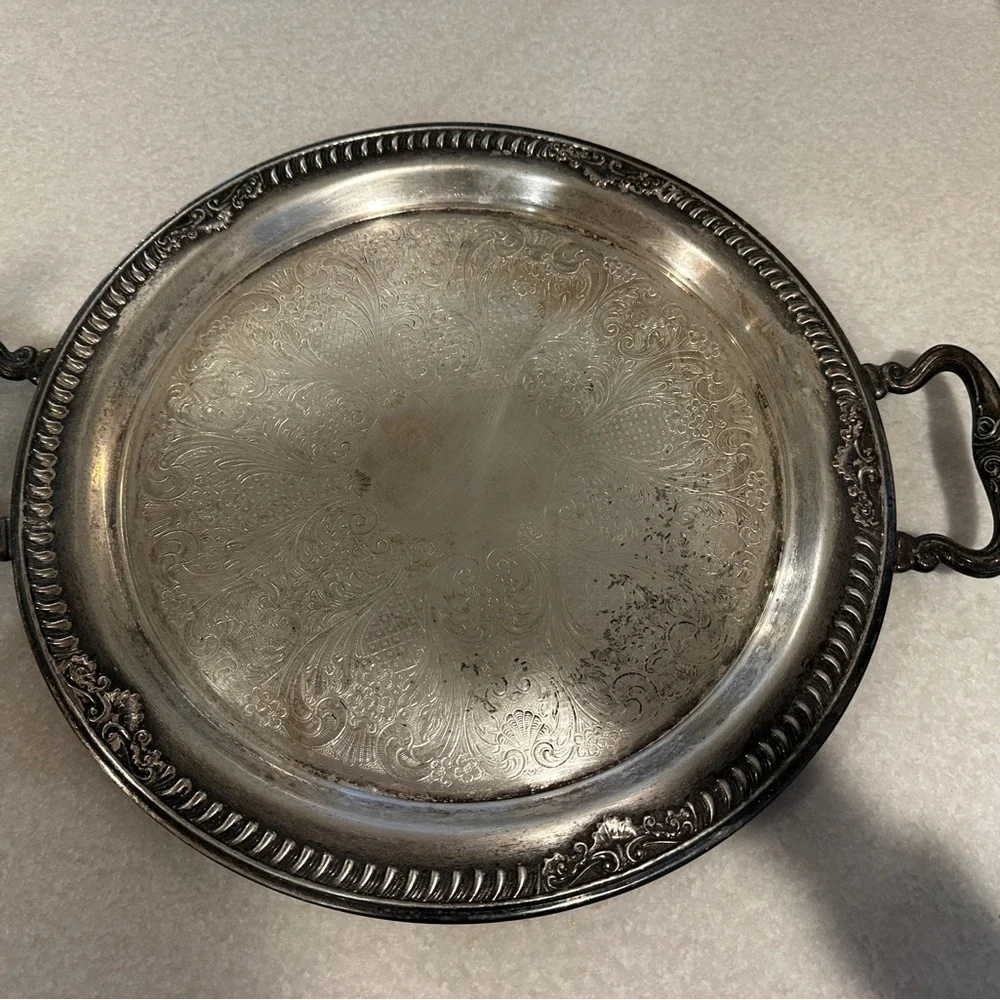 Vintage holiday silverplate serving tray